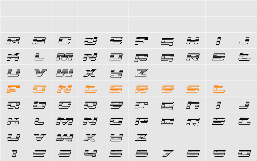 Northstar Chrome Italic Character Map