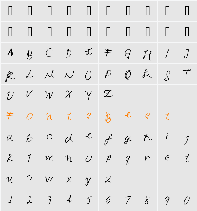 SunshineBlues Character Map