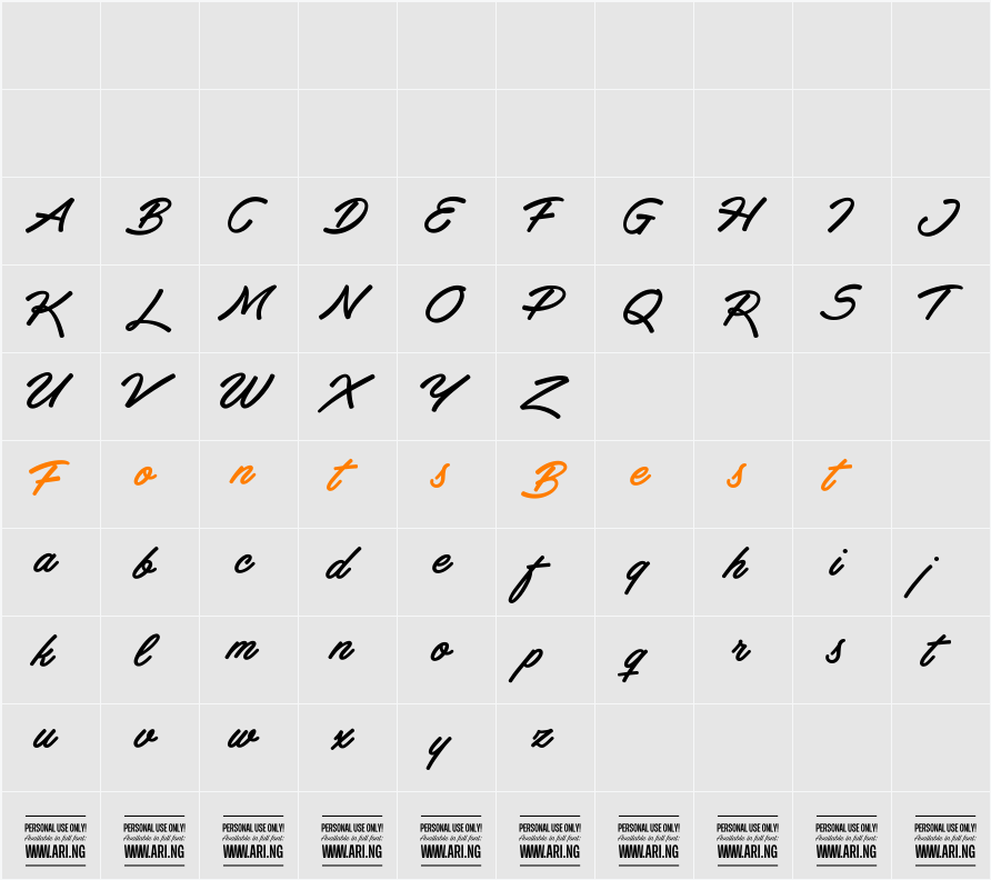 Haydon Brush PERSONAL USE Character Map