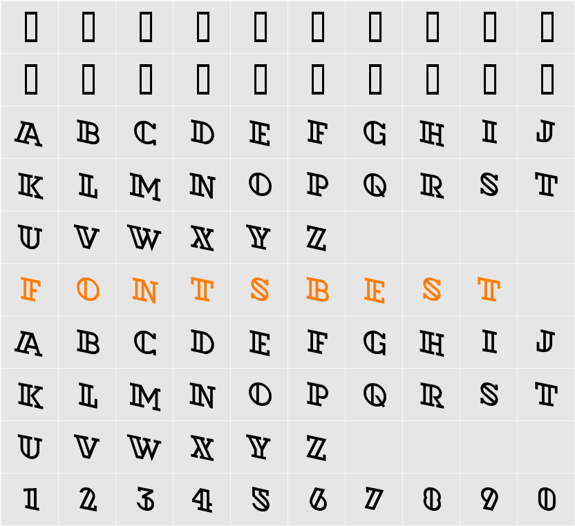 a_DexterOtlSpDn Character Map