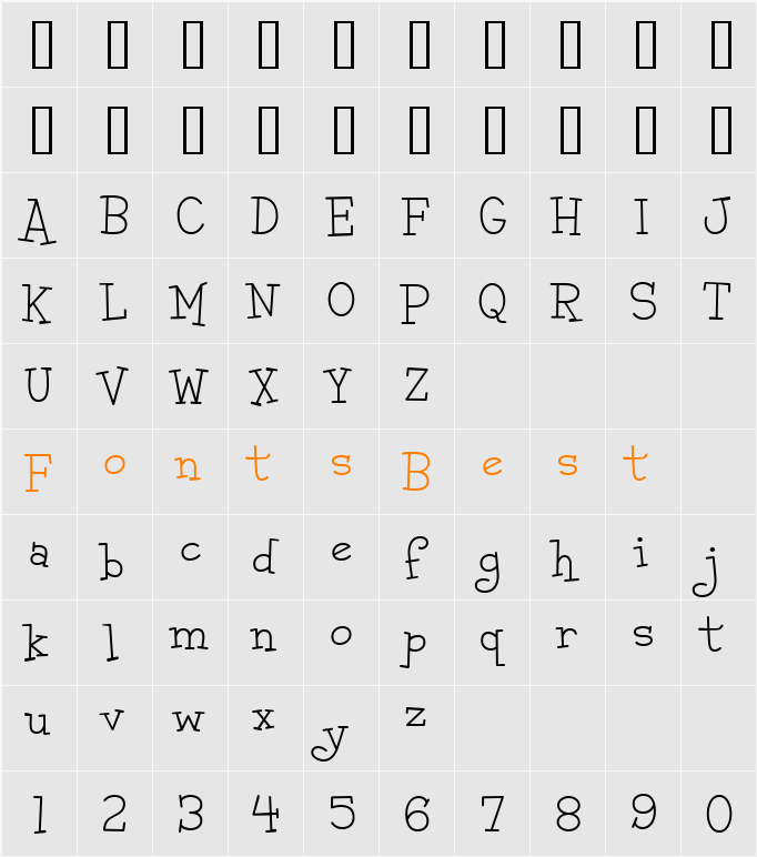 Malihini Tahitian BTN Lt Character Map