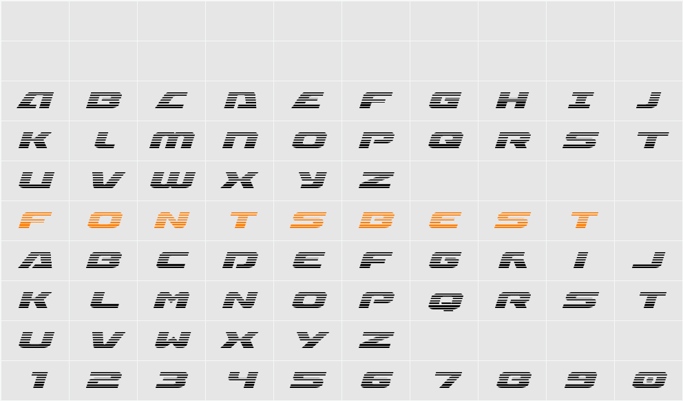 Iapetus Gradient Italic Character Map