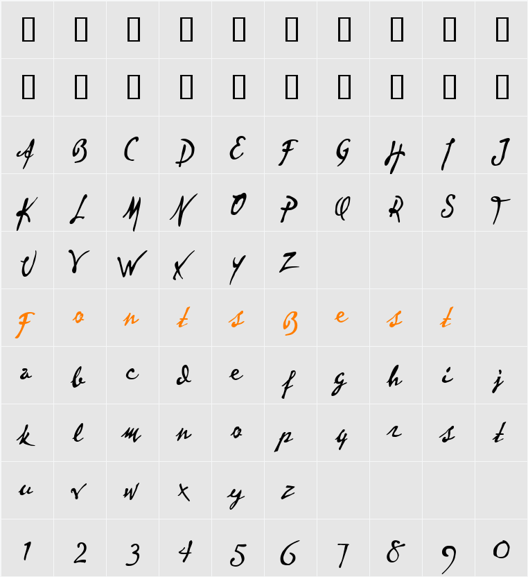P22Vincent Character Map