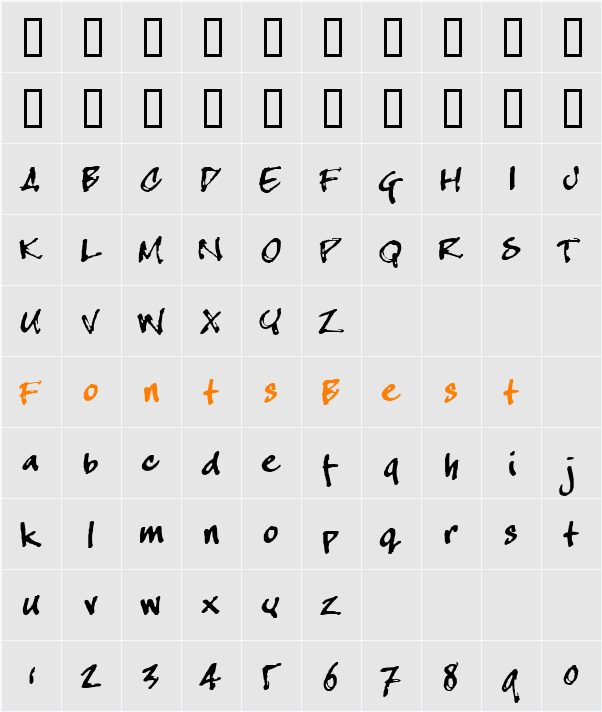 crappyJoe Character Map
