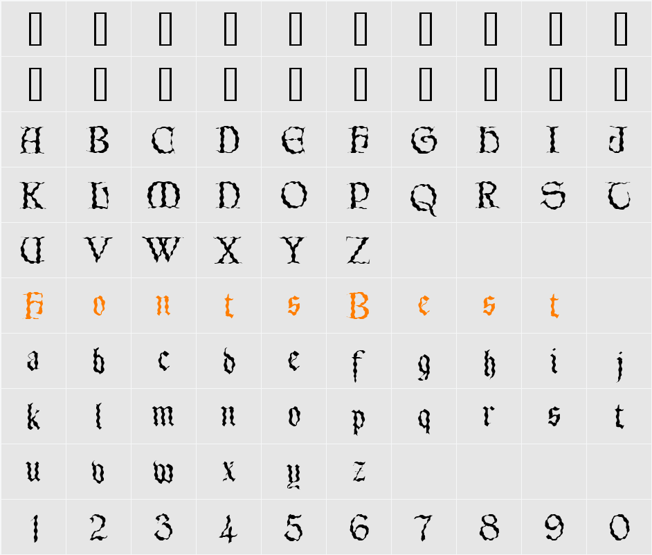 LettergicalWave Character Map