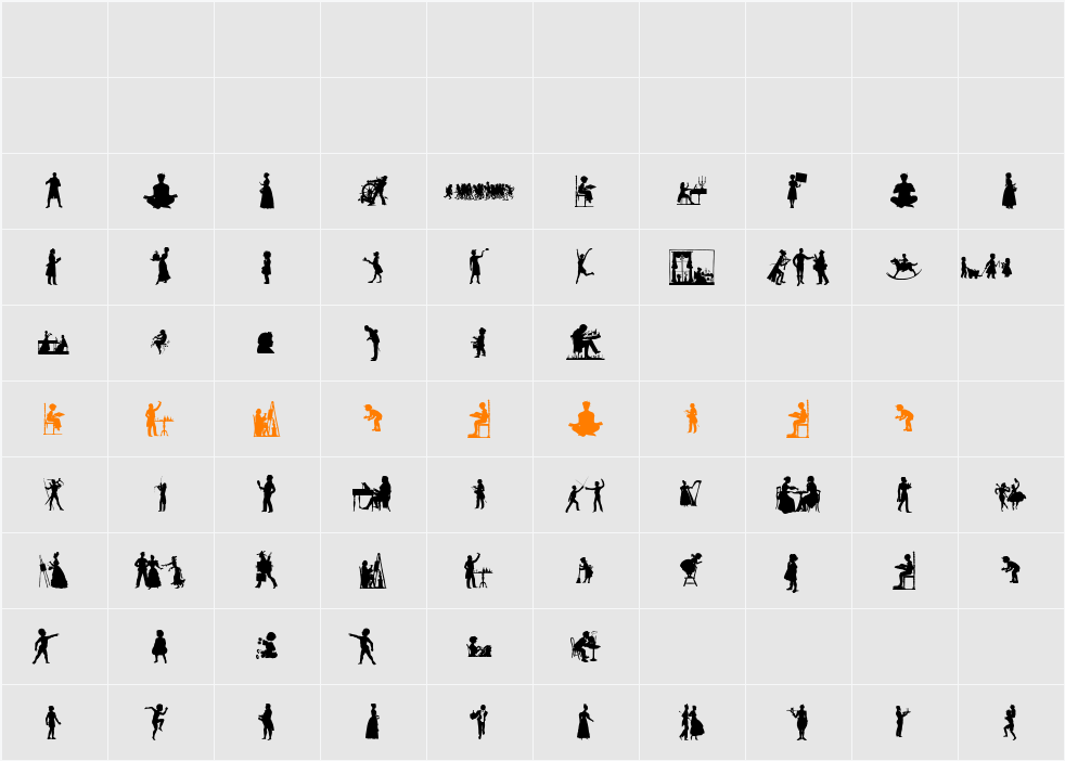 Human Silhouettes Free Ten Character Map