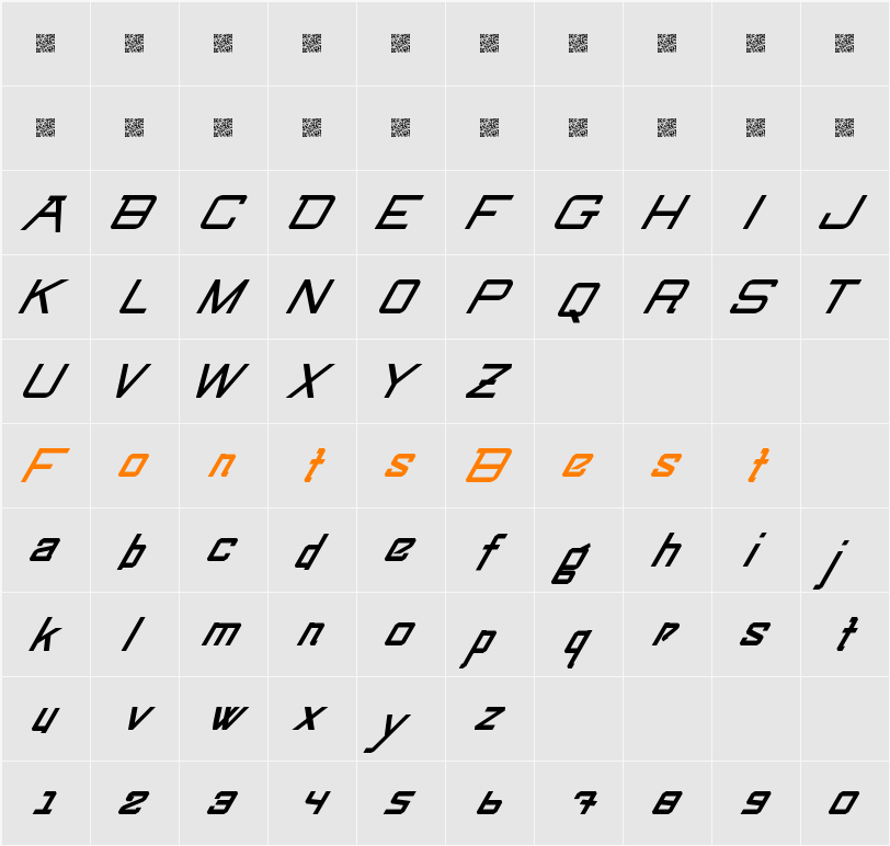 SwingarmYori-ThickItalic Character Map