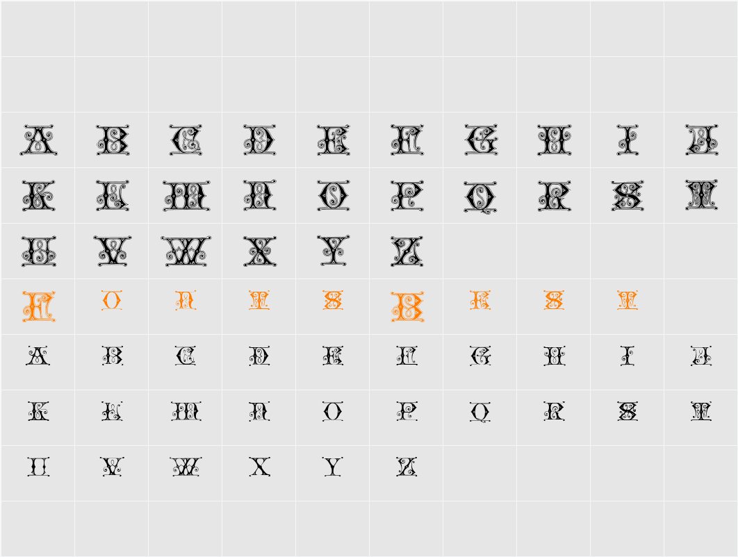 Blavicke Capitals Character Map