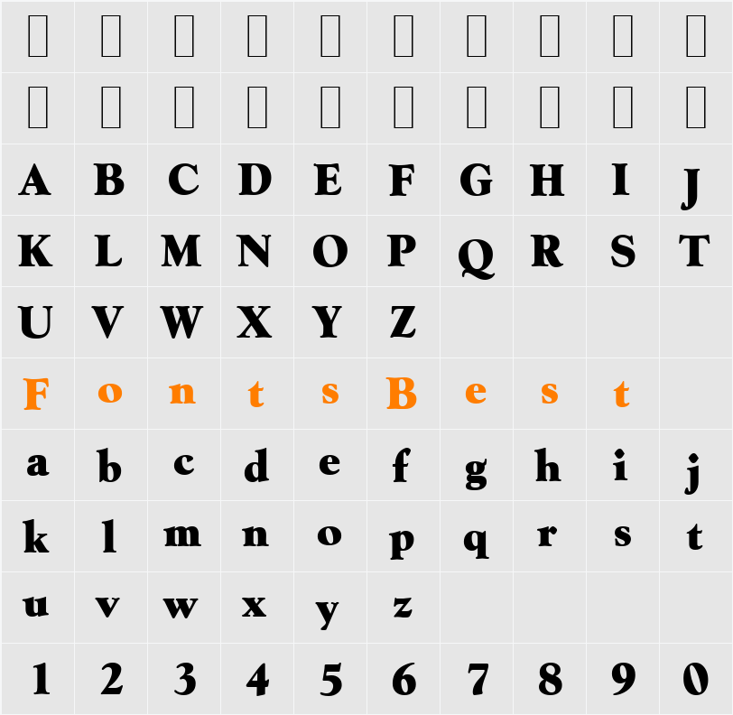 GoudySerial-Heavy Character Map