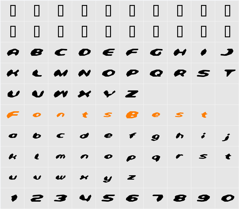 Detonator Italic Character Map