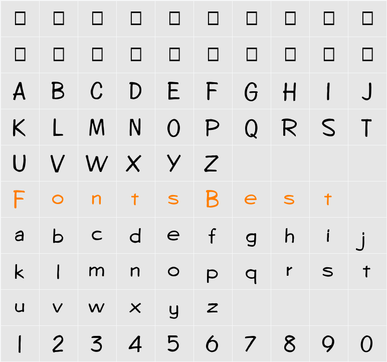 FZ HAND 7 Character Map