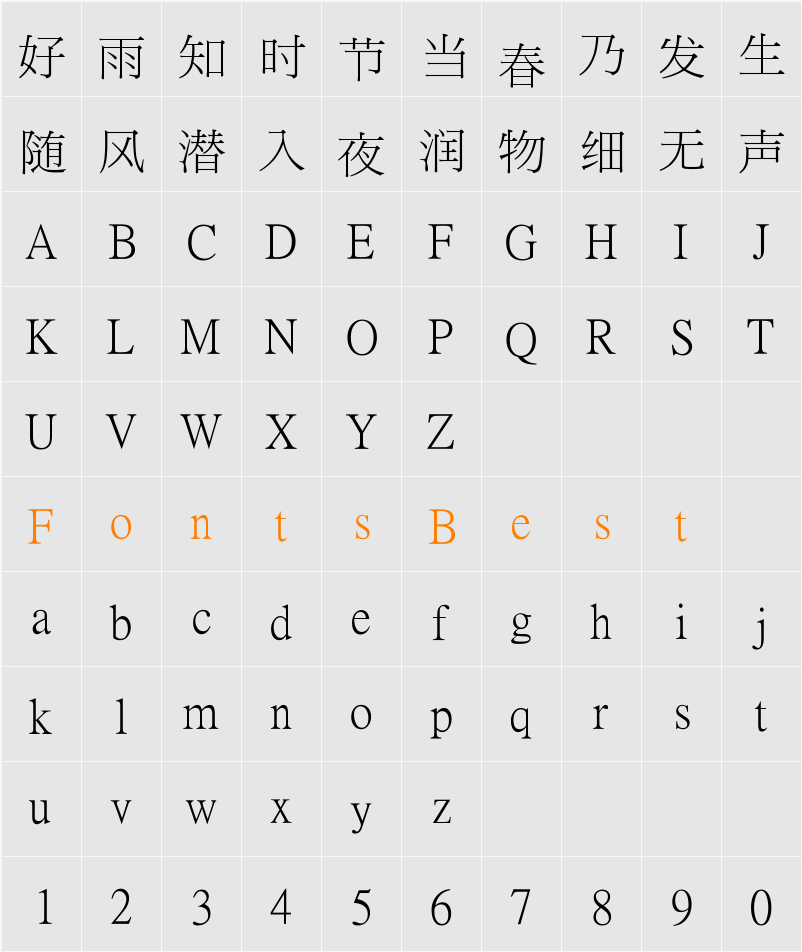 PMingLiU Character Map