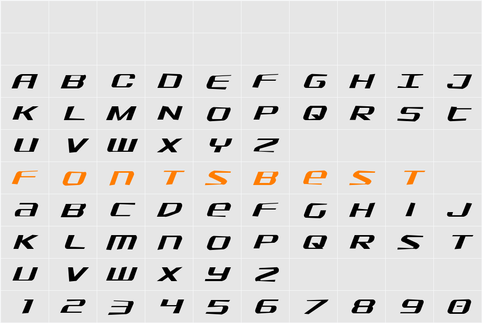 SDF Jagged Italic Character Map