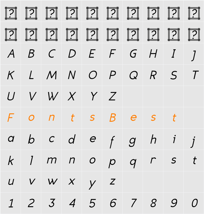 Eligible Sans Character Map