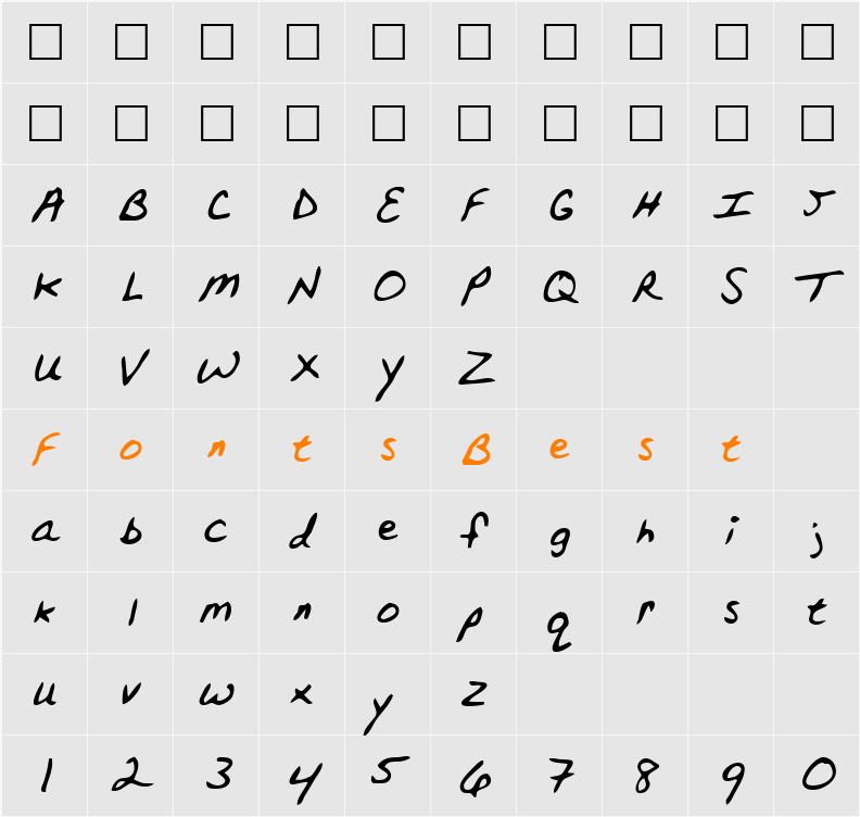 Topper Character Map