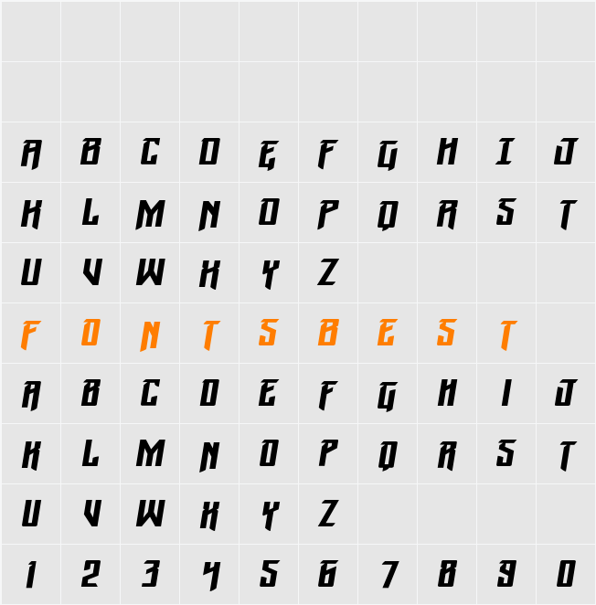 Winter Solstice Expanded Italic Character Map