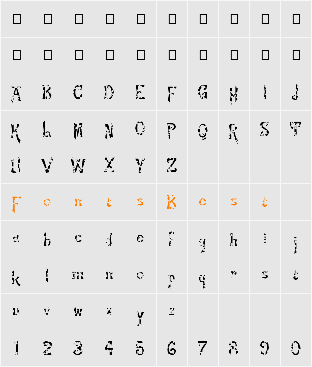 FZ JAZZY 21 HOLEY Character Map