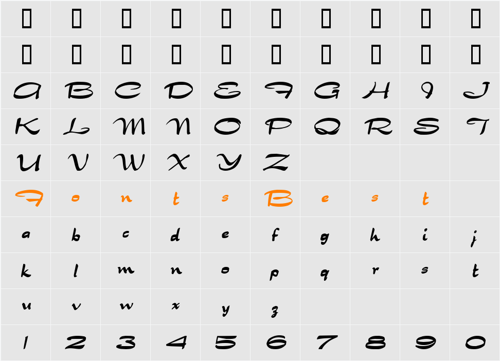 Dragonwyck-Condensed Character Map