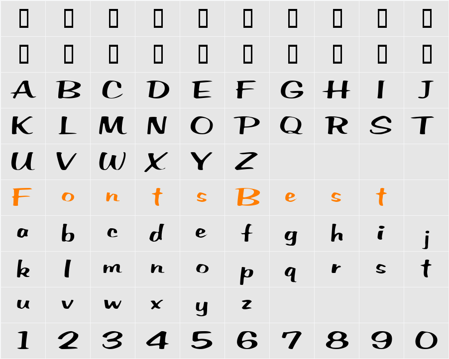 SeldaneScript Character Map
