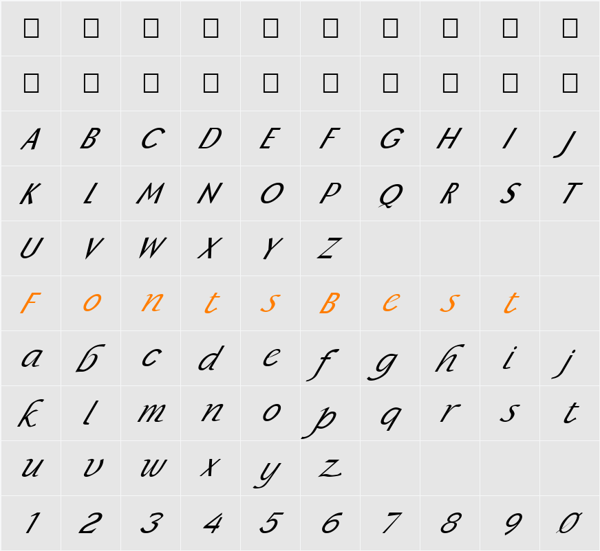 FZ BASIC 15 ITALIC Character Map