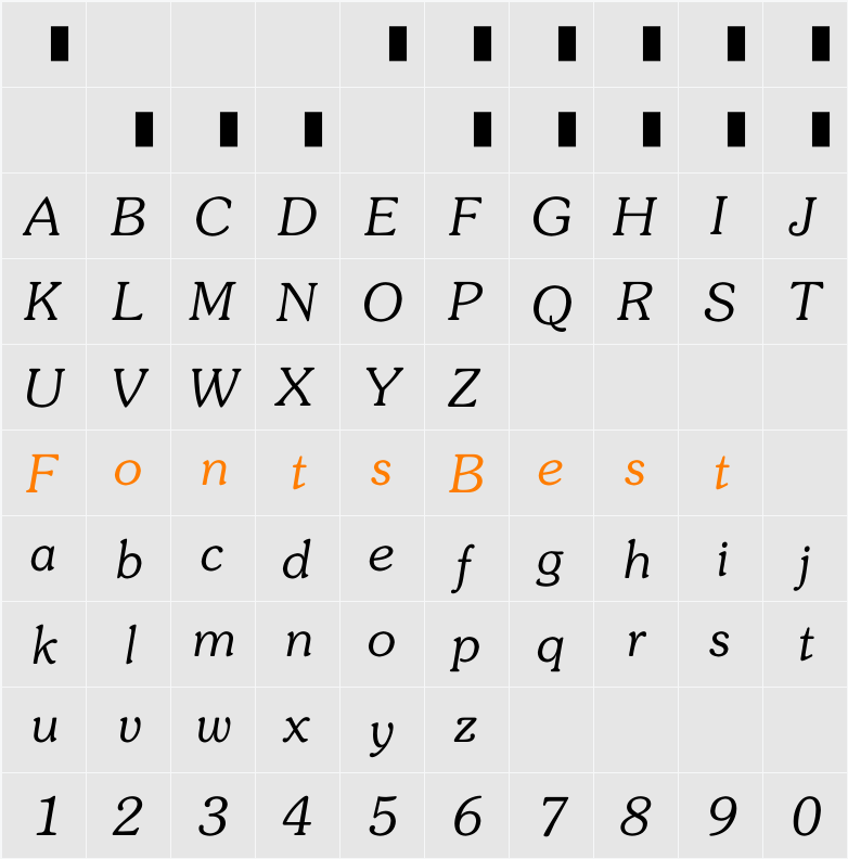 EU-B6X Character Map