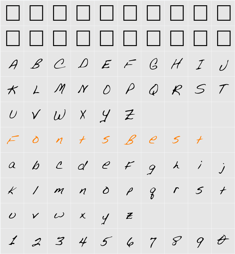 LEHN076 Character Map