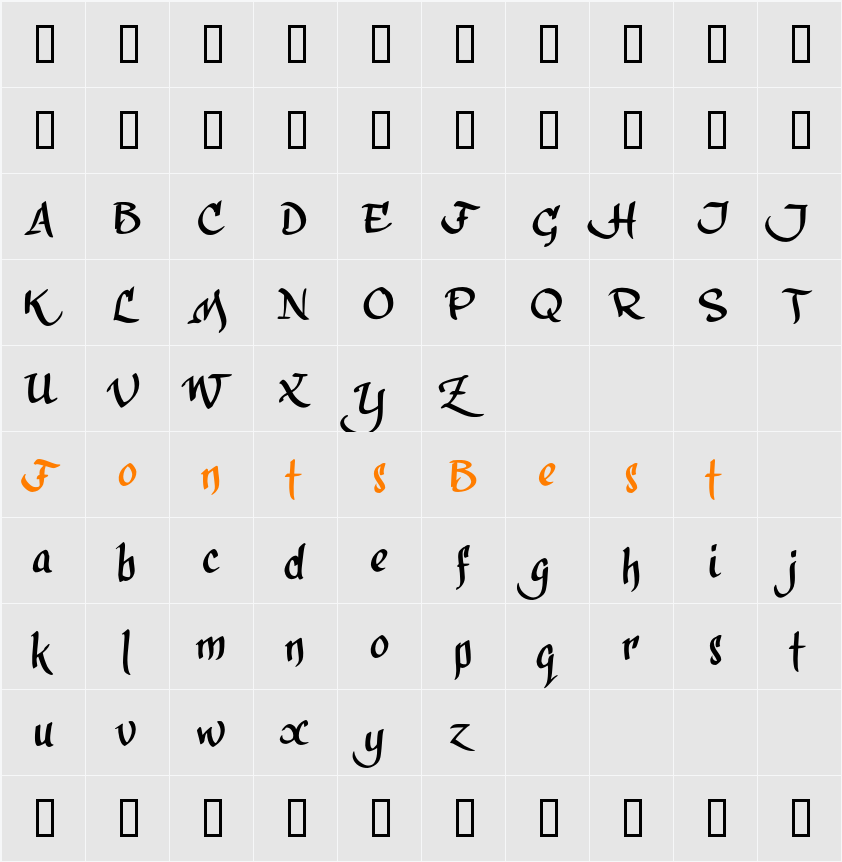 calligraPhillip_TRIAL Character Map
