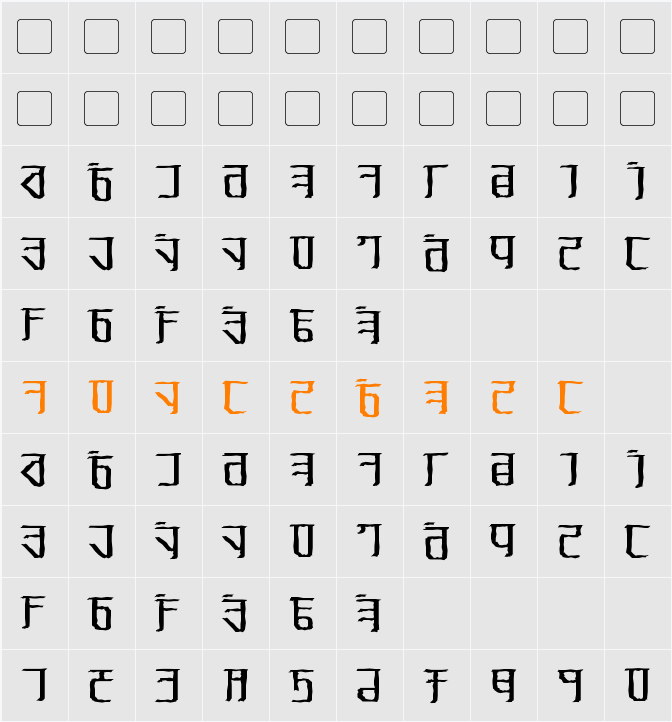 Exodite Distressed Character Map