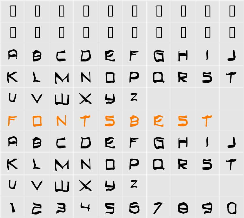 Top Bond Character Map