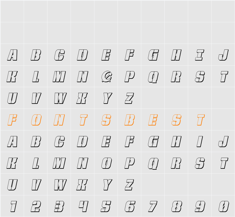 From BOND With Love 3D Italic Character Map