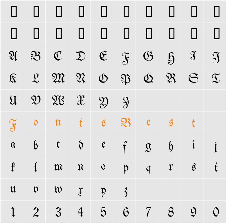 Neue Theuerdank Fraktur UNZ1 Character Map