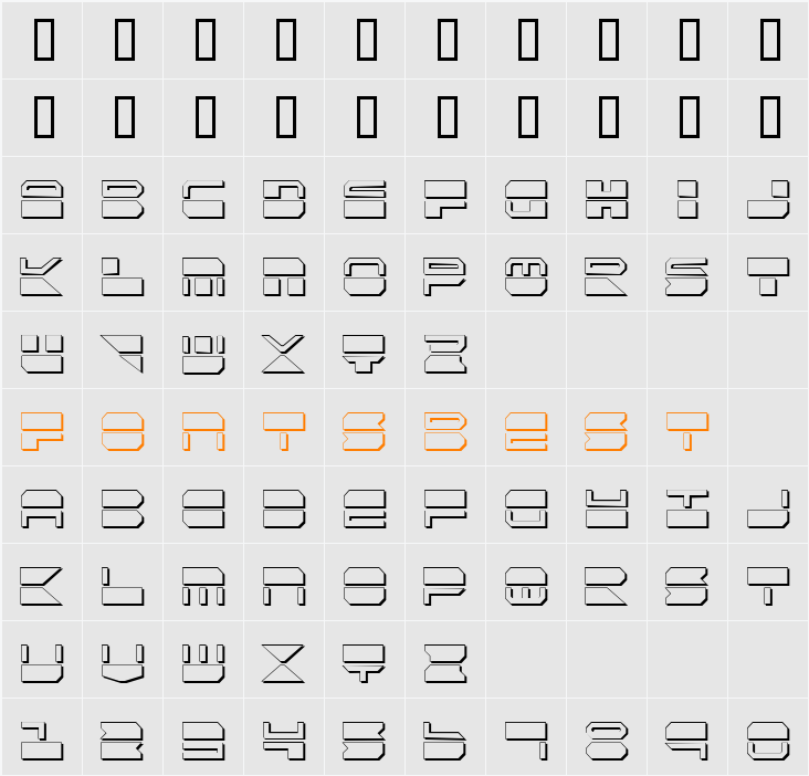 Quickmark Condensed Shadow Character Map