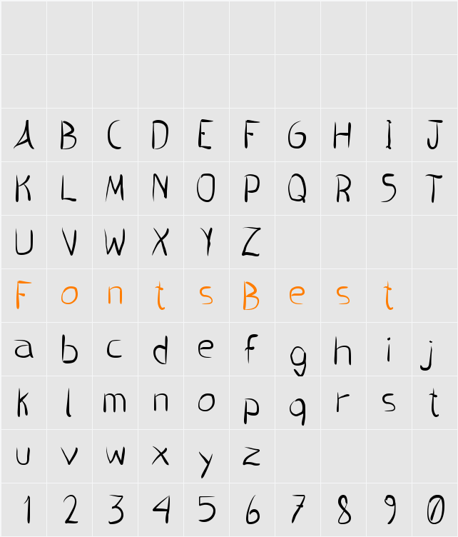 Pincel handwrite Character Map
