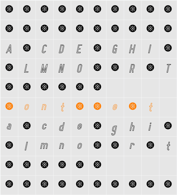 Elegrand Gothic Inline Demo Character Map