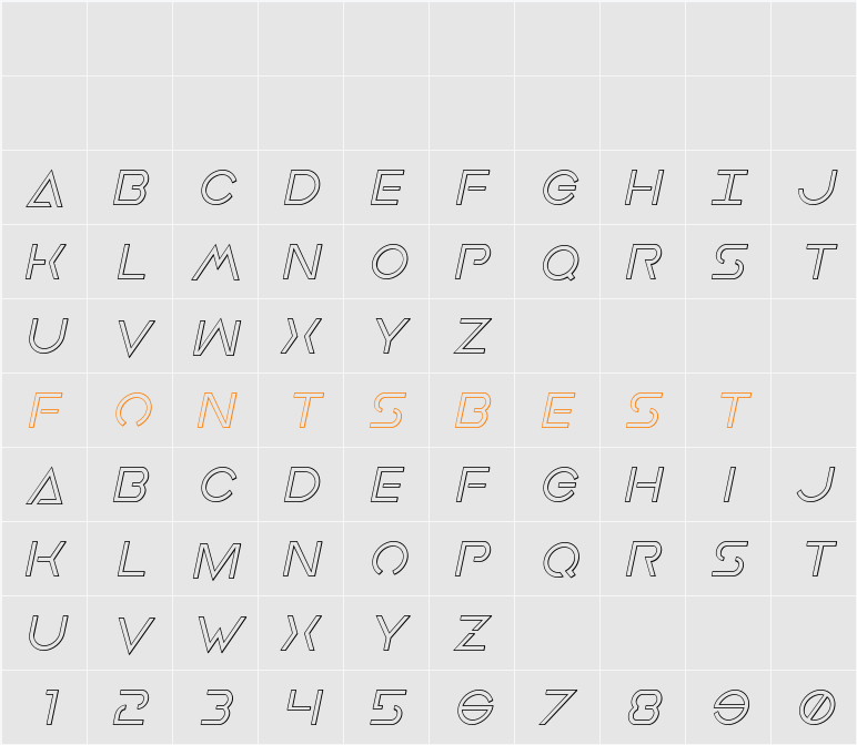 Earth Orbiter Outline Italic Character Map