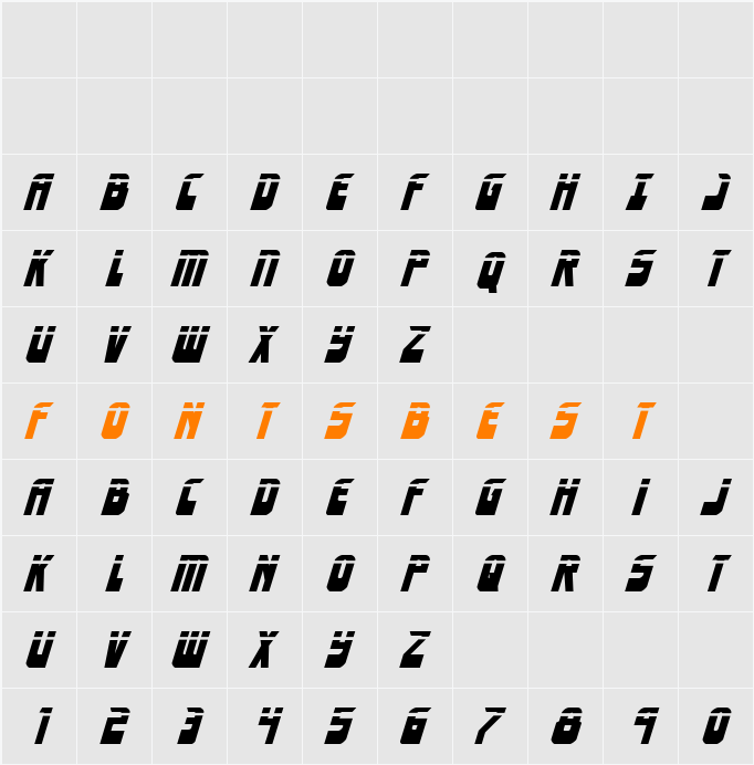 Eldebaran Laser Italic Character Map