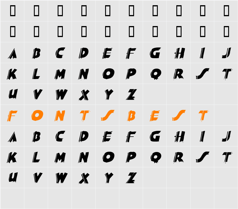 SashDisplayCaps Character Map