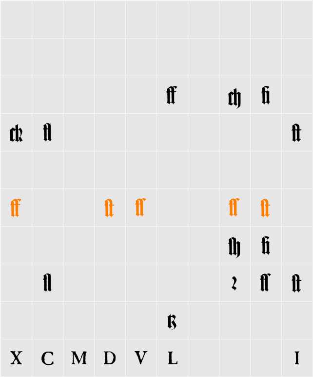 TexturGotisch LT Expert DFR Character Map
