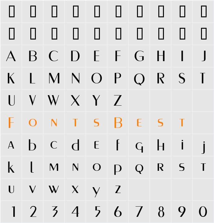PaqueteLightSSi Character Map