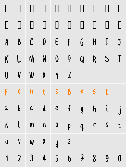 Delgadito Character Map