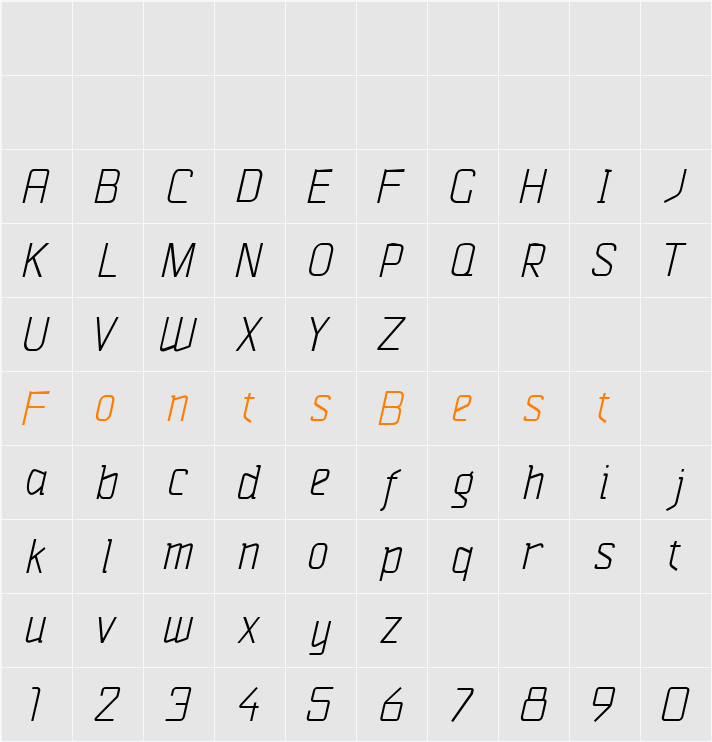 Vazari Sans Serif Character Map