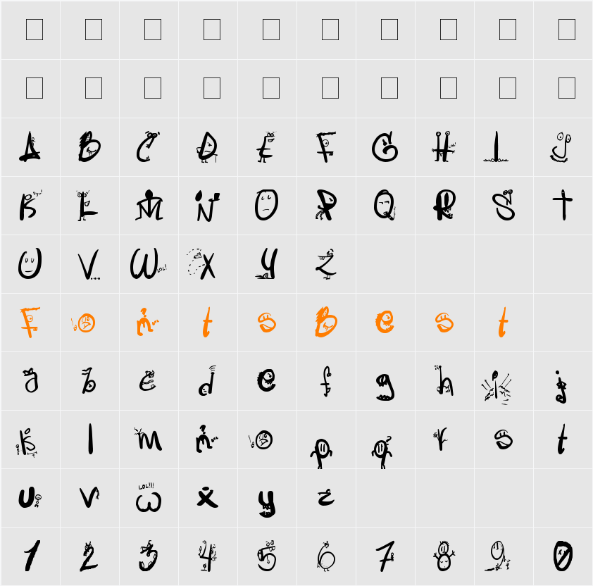 LetrasLocas Character Map