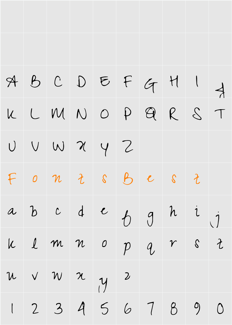 Zeyada Character Map