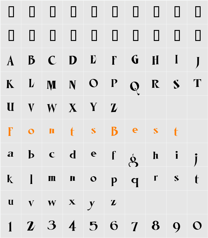 LHF Mister Kooky REG Character Map