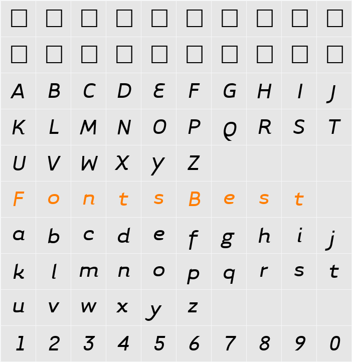 TarzanaWide Character Map