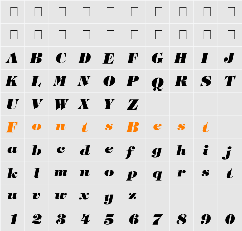 Sophisticate Ultra SSi Character Map