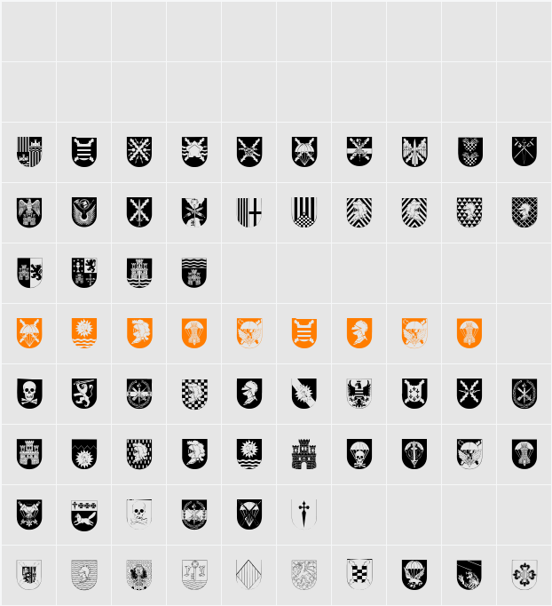 Spanish Army Shields Character Map