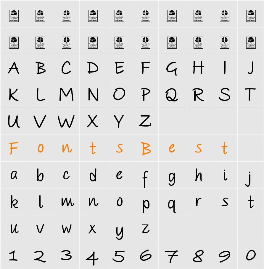 PAROLE Script Bold Demo Character Map