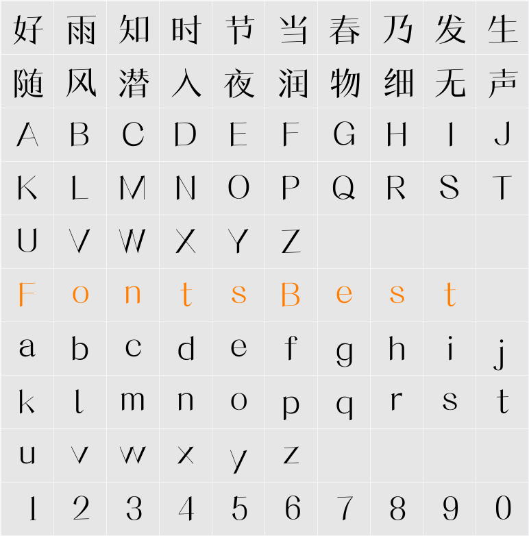 MSmart PRC Medium Character Map