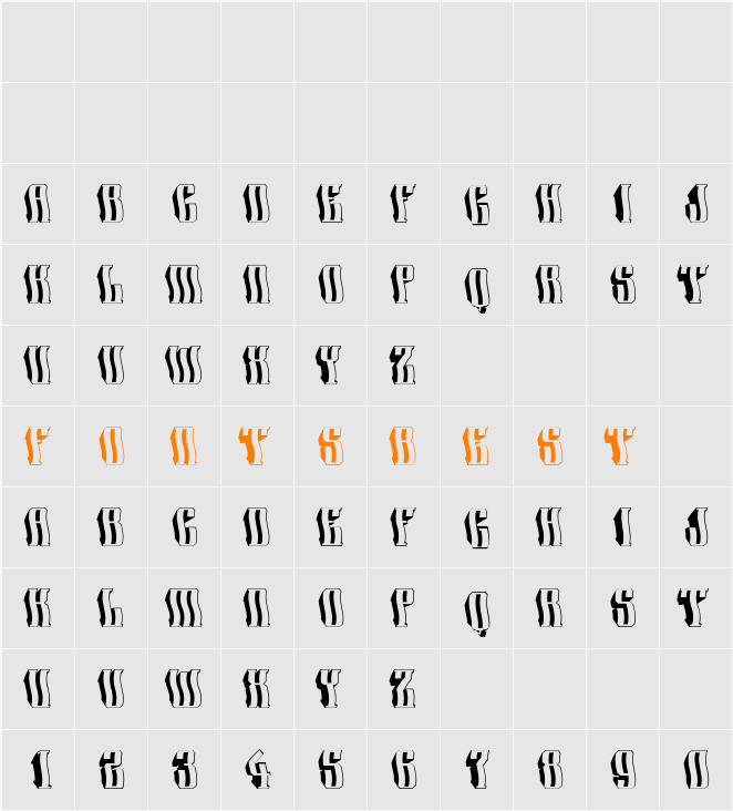 a_Harder3dWv Character Map